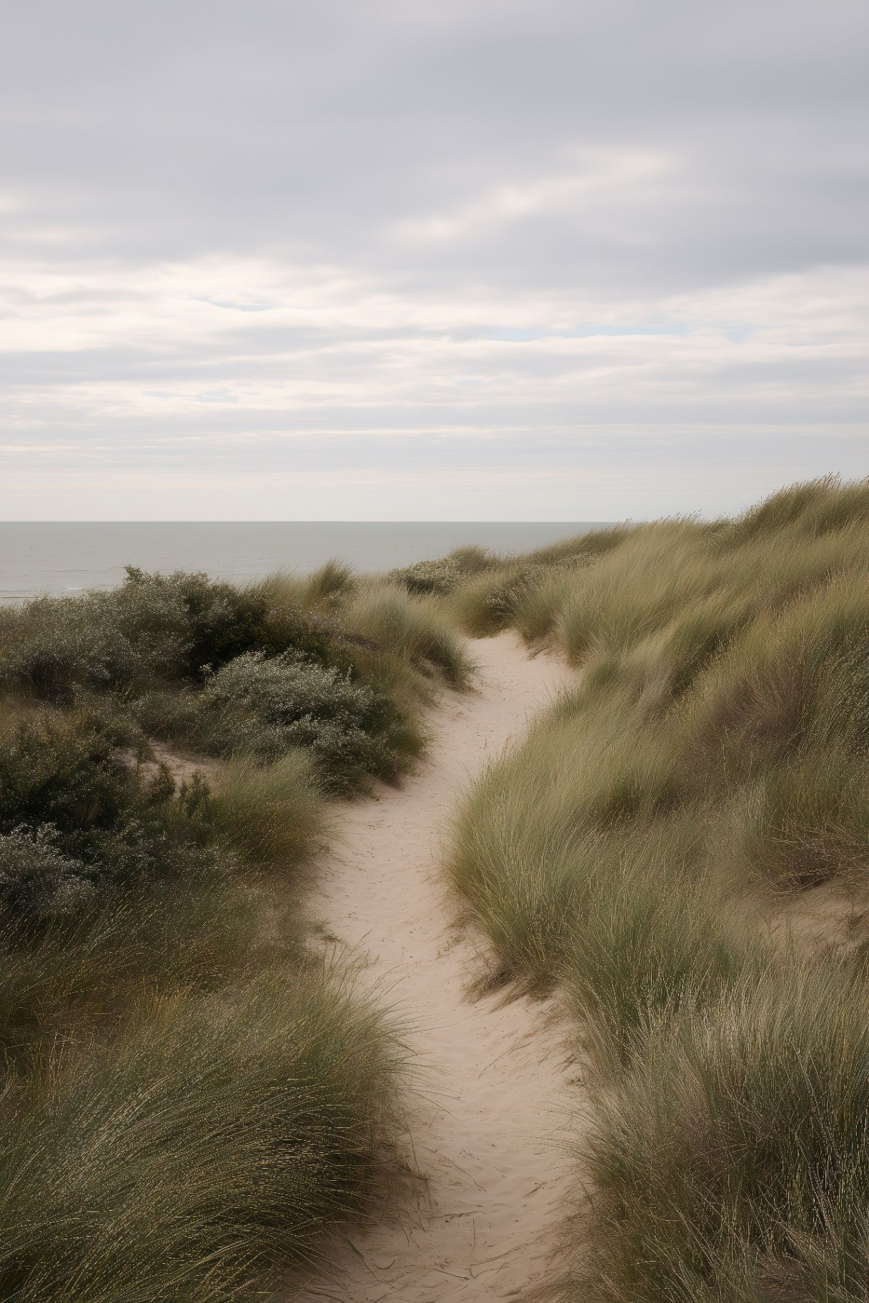 Duinpad richting de zee